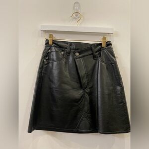 Agolde Black Leather Mini Skirt